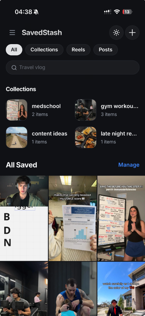 SavedStash Mobile Feed UI